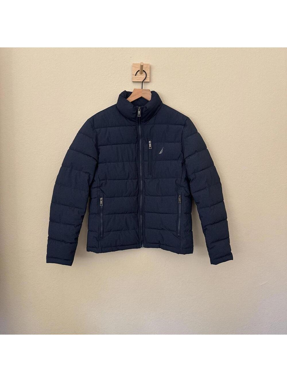 Nautica Quilted Puffer Jacket Men's S Dark Blue